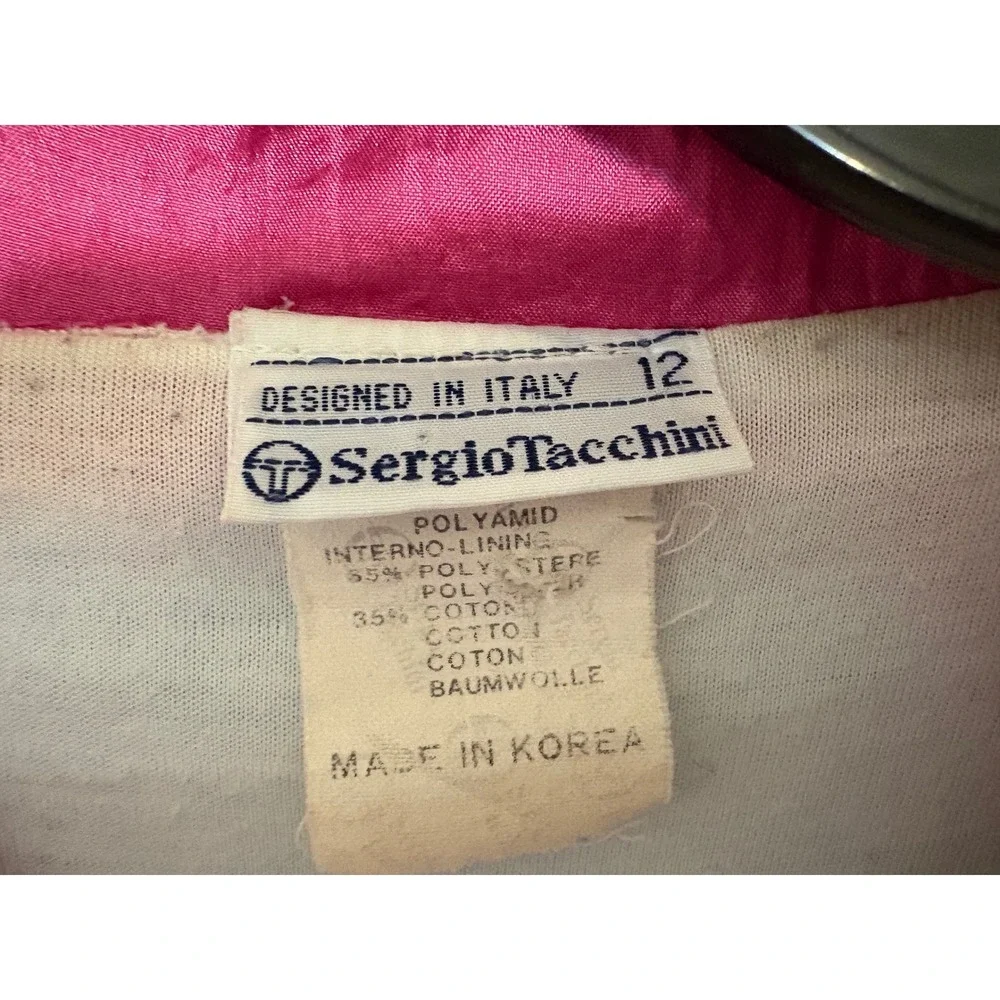 Vintage Sergio Tacchini Colorblock Windbreaker‎ Jacket 80s Aqua Pink Nylon Track